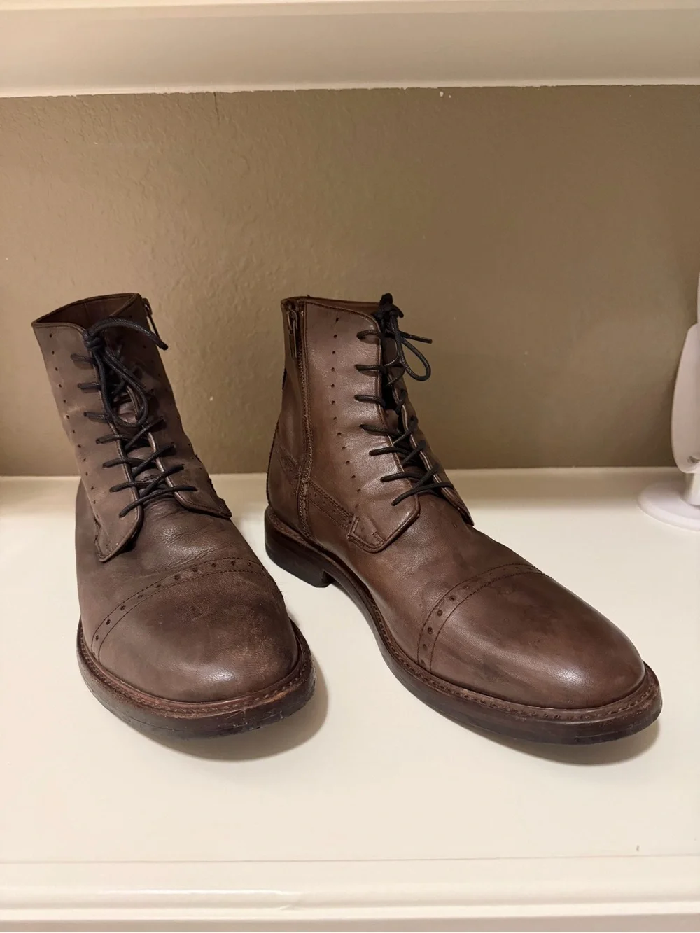 Frye Men's Dark Brown Leather Cap-Toe Lace Boot